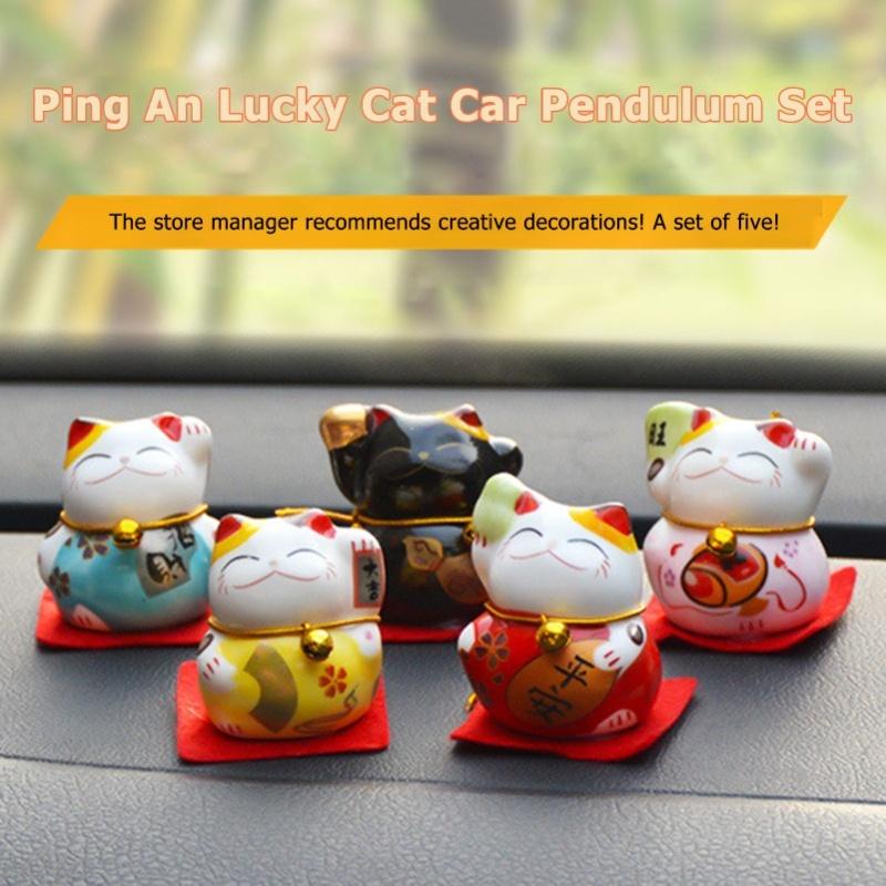 5 Τεμάχια Φιγούρες Γάτας της Τύχης Μικρές Χαριτωμένες Ζωηρά Χρώματα Λείες Γραμμές Φιγούρες Maneki Neko Για Αυτοκίνητο Τραπέζι Ράφι