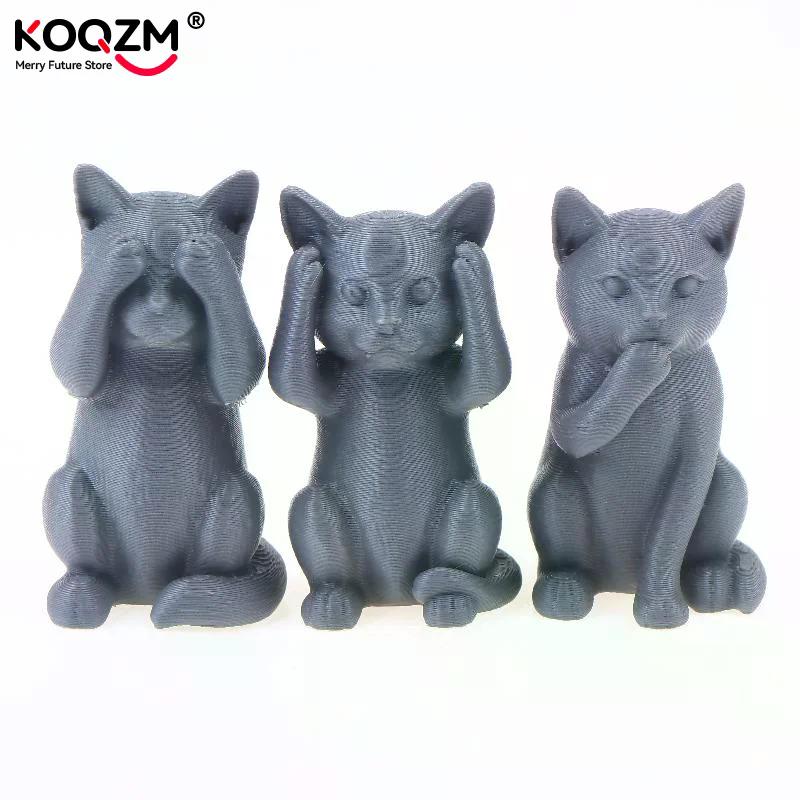 Three Not Cat Wisdom Ornament Set Minimalist Cat Sculpture With Covered Ears Mouth Eyes Creative Home Desk Decor For Cat Lovers