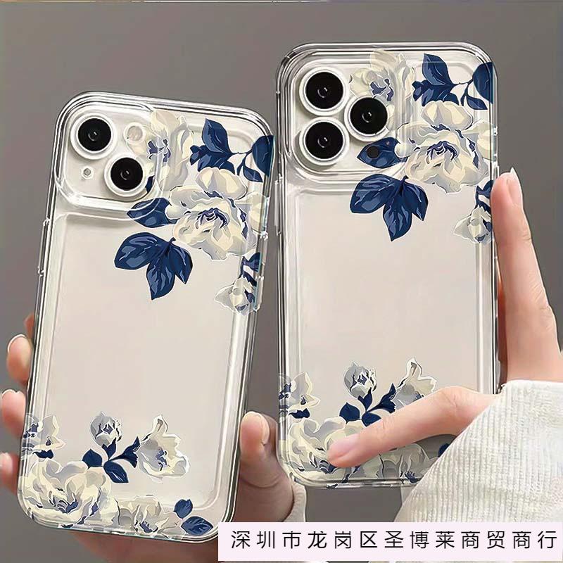 Simple Flower iPhone Case 7/8 Apple 11/12/13/14/15/16 ProMax Transparent Phone Case