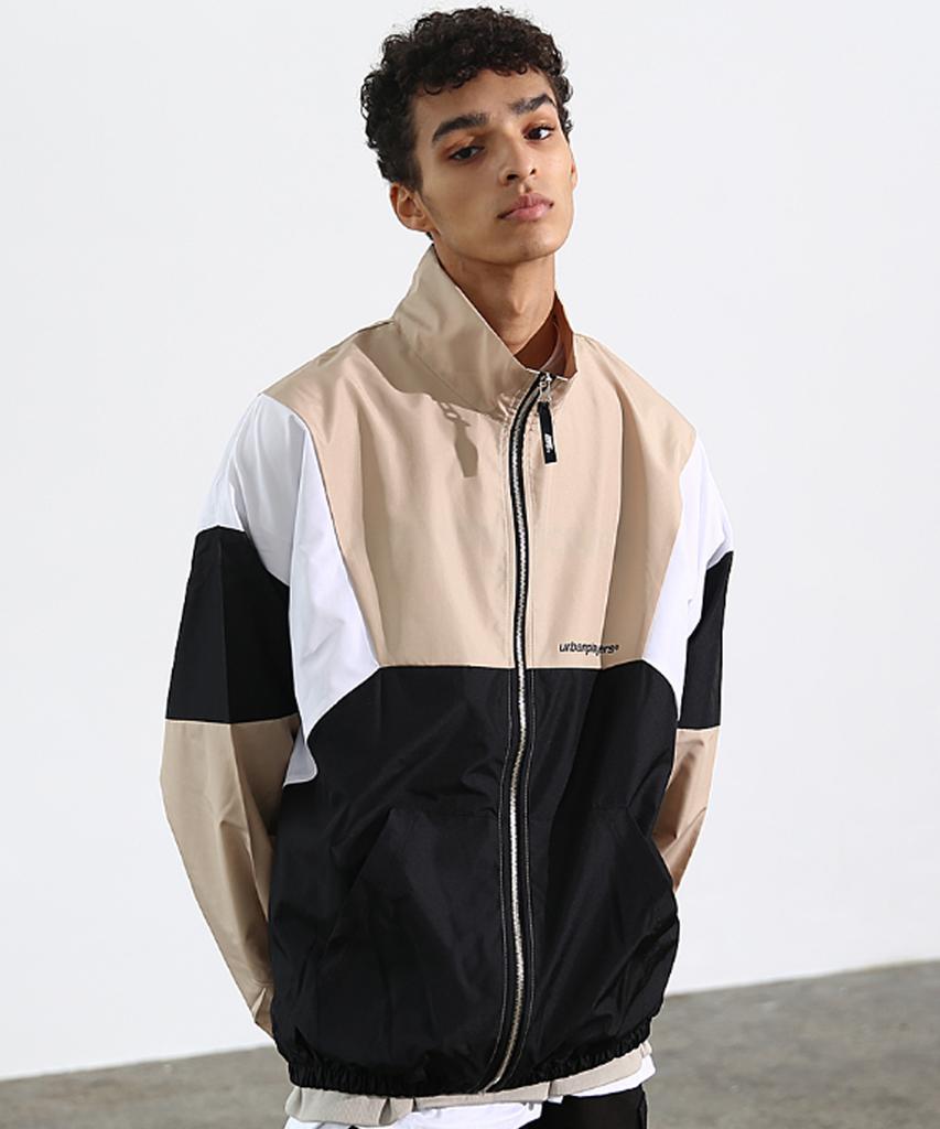 Urban Players New England Oversized Windbreaker Jacket (Beige)