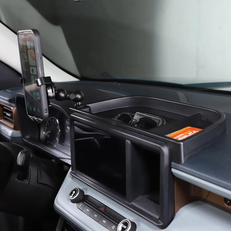 For Ford Maverick -25 ABS Black Car Dashboard Storage Box Tray Phone Holder GPS Navigation Bracket Interior Car Accessories