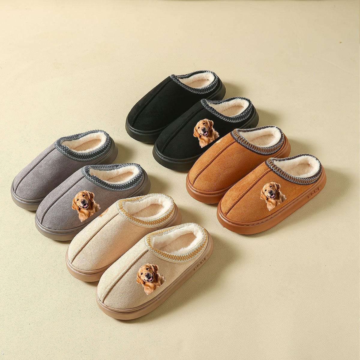 Hot Winter Women Slippers Plush Interior Anti Slip Thick Sole Fashion Embroidered Warm House Shoes for Ladies 36-37 1838₽