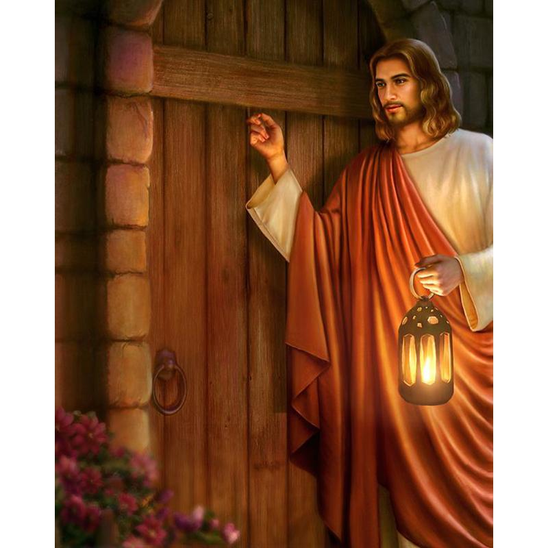 DIY 5D diamantmaleri helrundt borekorsstingsett Diamantbroderi Religion Mosaikk Portrett Hjemmedekor Veggkunstgave