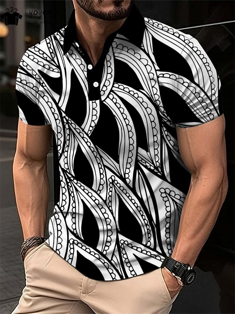 Summer Simple Pattern Print Polo Men's Shirts Street Fashion Mens Clothing Simple Men's Short Sleeve Shirts Mens Polo Shirts Top