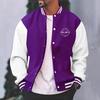 Men's Alphabet Print Baseball Collar Bomber Jacket Loose Casual Sports Long-sleeved Varsity Jacket Suitable for Autumn and Winter