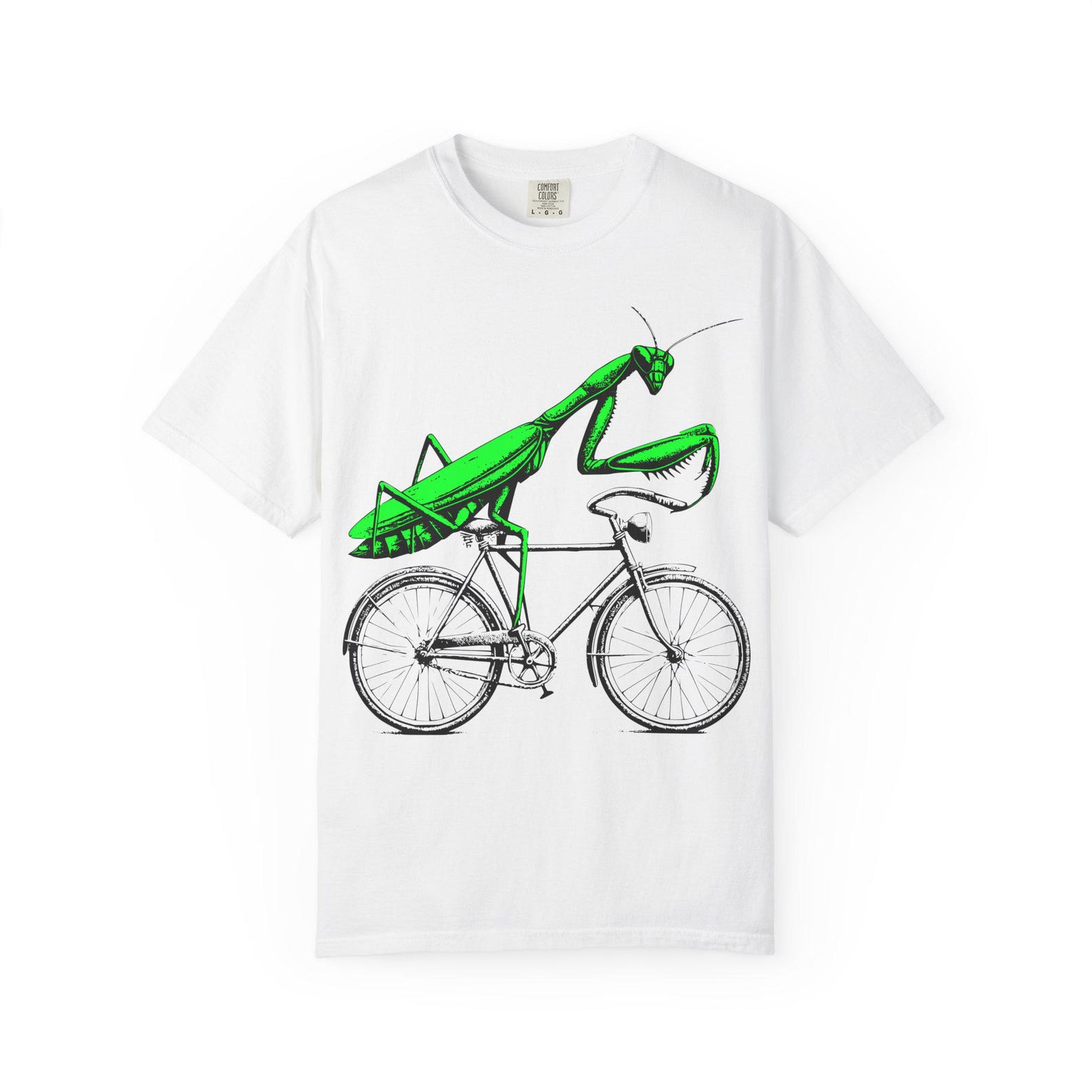 Whimsical Praying Mantis T-Shirt: Vintage Cycling Graphic Tee S