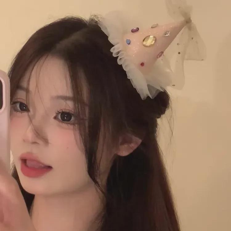 Süße Überfließende Geburtstagshut-Haarnadel für Frauen - Foto-Requisite und Pony-Clip-Haaraccessoire