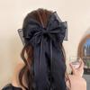 Elegant Bow Ribbon Hair Clips Solid Color Bow Spring Clips For Women Girls Exquisite Large Hairpins Temperament Hair Accessories