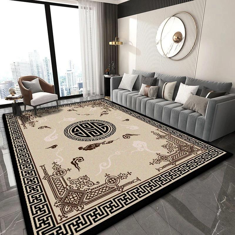 Chinese Classical Rug for Easy-Clean Living Room Coffee Table and Bedroom Cloakroom Non-Slip Decor