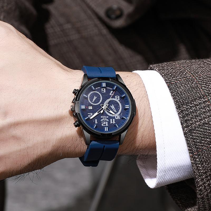 Men'S Watch Color Dial Silicone Temperament Trend Casual Quartz Watch Men Was