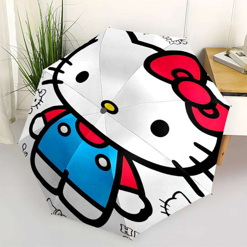 1PC Hello Kitty Automatic Open/Close, 8-Rib Durable Frame Compact Travel Umbrella for Men & Women S1222011