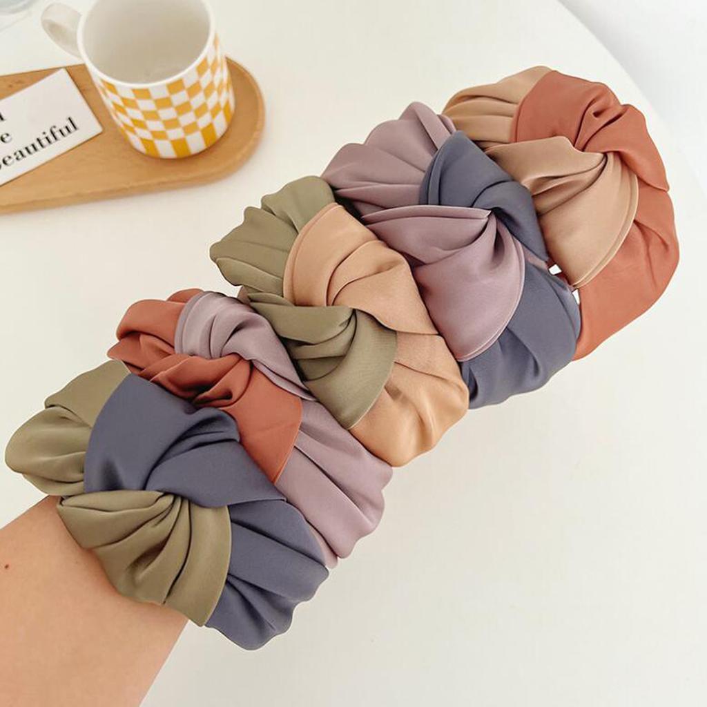 PROLY Ny Mode Dam Pannband Över Sidan Bred Sida Hårband Mittknut Patchwork Huvudbonad Höst Håraccessoarer