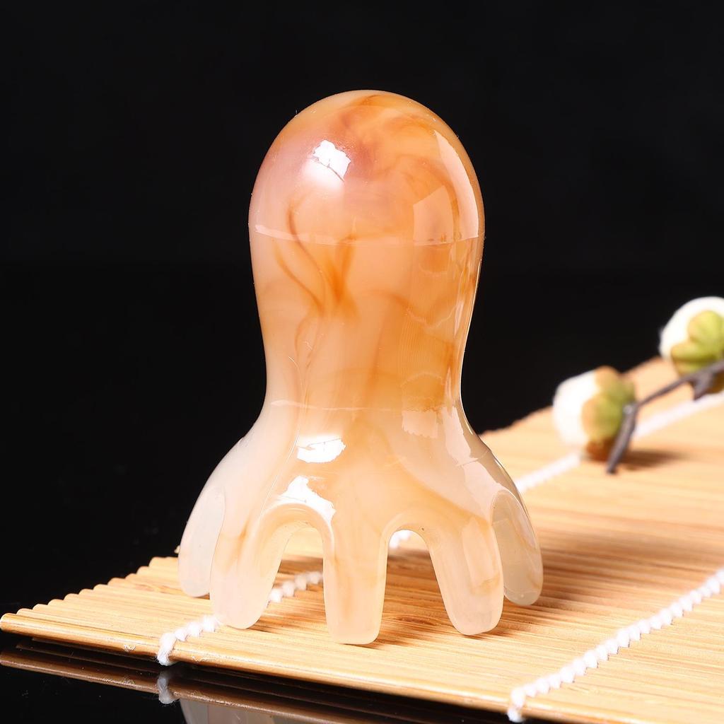 Pink Octopus Portable Scalp Massager Comb with Wide-Tooth Gua Sha Design