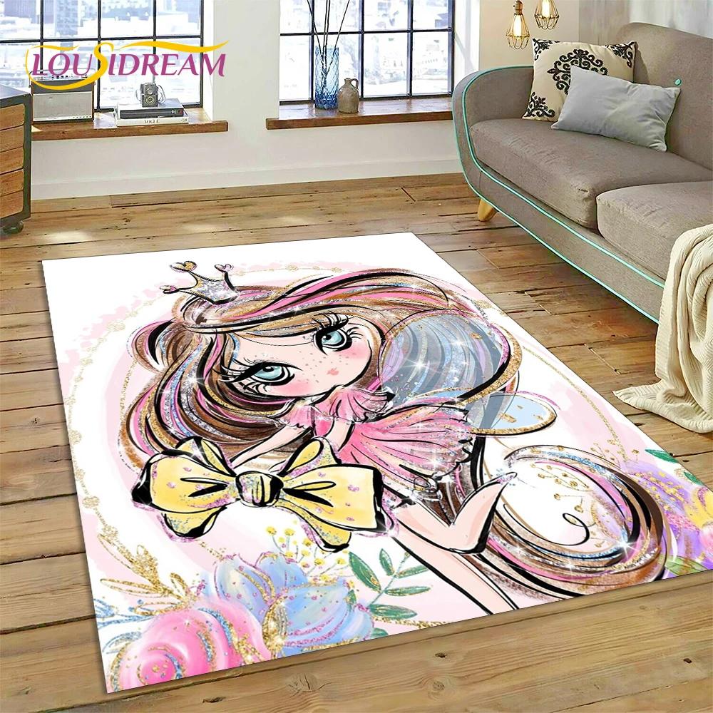 Cute Dream Ballet Girl Ballerina Fairy Carpet Rug for Bedroom Living Room Home Sofa Decoration,Child Game Large Decor Floor Mat