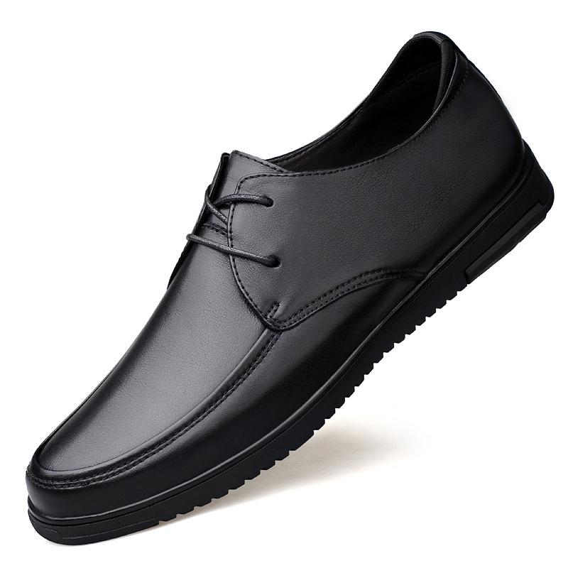 Men s Genuine Leather British-Style Business Casual Shoes - 2025 New Collection 43 чёрный