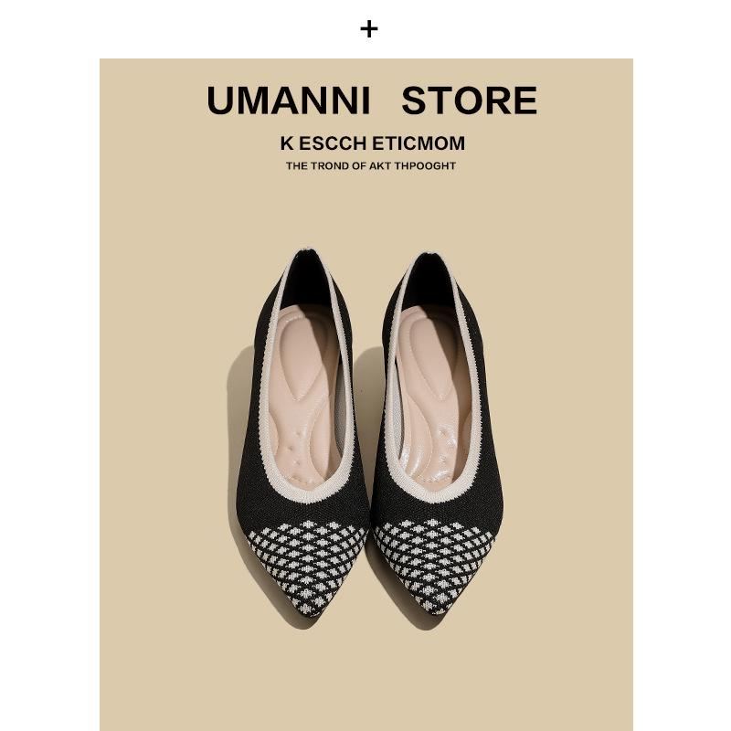 

Soft-soled cat heel flying knitting pointed high-heeled single shoes medium heel knitting high-heeled knitting spring and autumn women 34 небо синє кольору