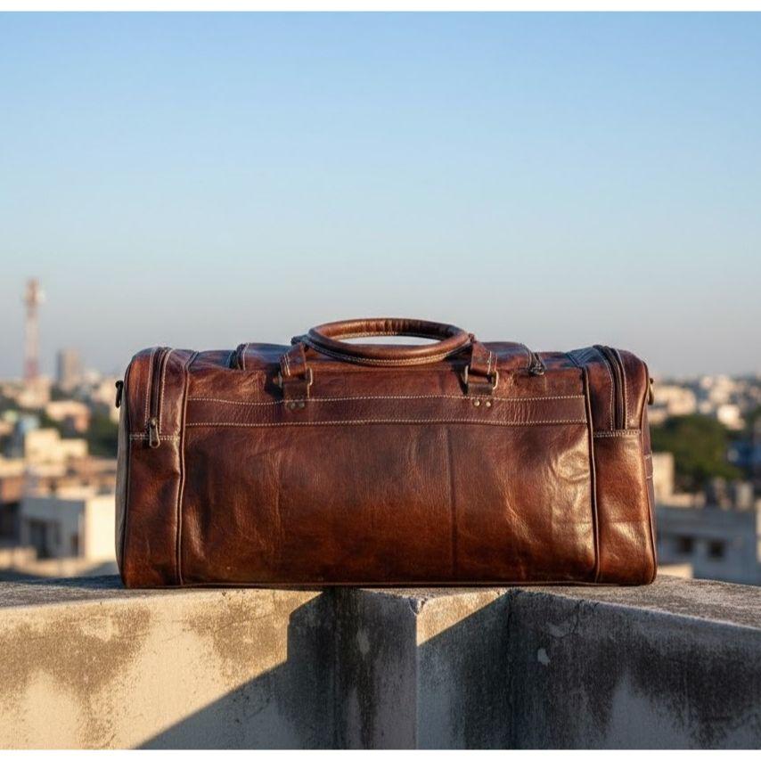 Leather Messenger Travel Luggage Duffel Overnight Weekender Duffel Bag