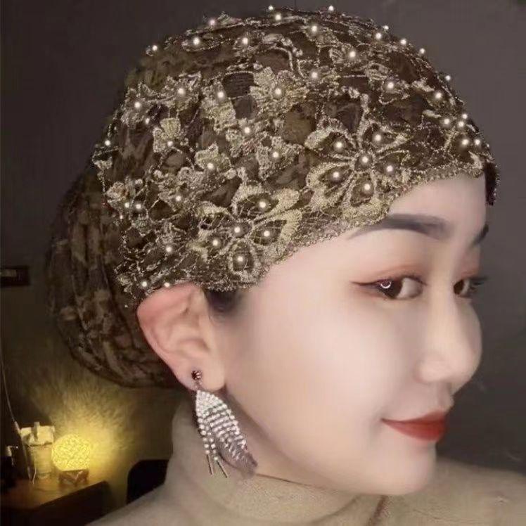 2025 Sommer Pflaumenblüten Spitze Perlen Stirnband für Frauen - Eleganter Freizeit Hut für Mütter & Senioren