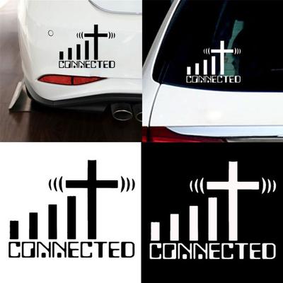 Adesivo riflettente per auto e veicoli cristiani con croce connessa WiFi