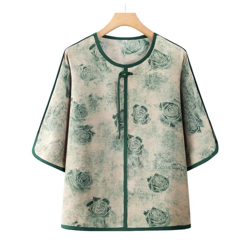 YUZHAOLIN Women's Mid-Aged Summer Chinese Style Tang Suit Blouse