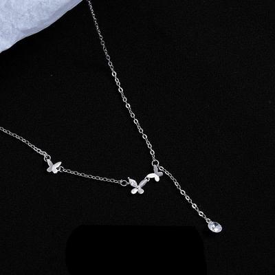 Colar Pequena Borboleta Cravejado de Diamantes, Design Personalizado de Estudante da Floresta, Corrente Cervical Clavicular Temperamento