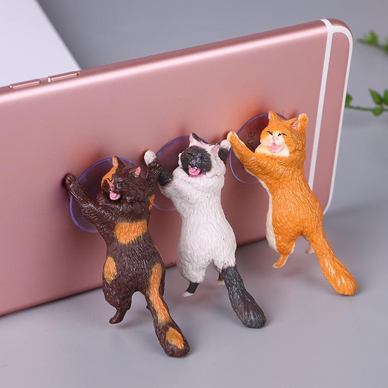 Kawaii Cute Cat Desktop Phone Holder Lovely Stand Lazy Bracket Universal Phone Suction Cup Stand for IPhone Samsung Huawei Xiaomi