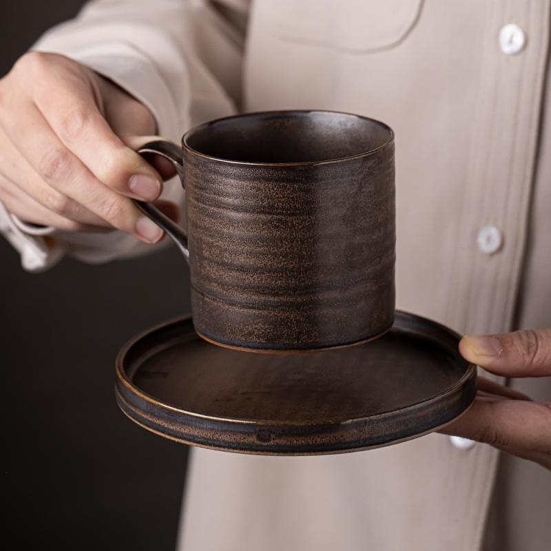 250ml Japanese Ceramic Coffee Cup and Saucer Set Simple Creative Mug