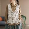 T-Shirt Women Knitting Lace Vest O-Neck Hollow Summer Style Basic Tops Tees Loose Clothing