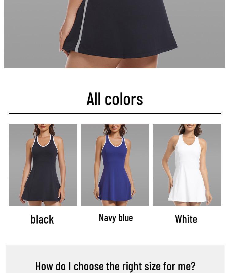 Damen Slim Fit Ärmelloses Sportkleid mit Brustpolstern für Tennis, Badminton & Golf