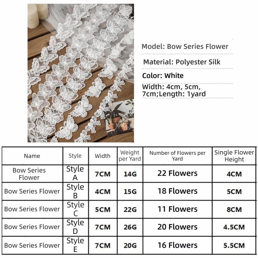 Embroidery Butterfly 3D Butterfly Lace Trim Diy White Lace Trim Fabric Flower Decor Ribbon