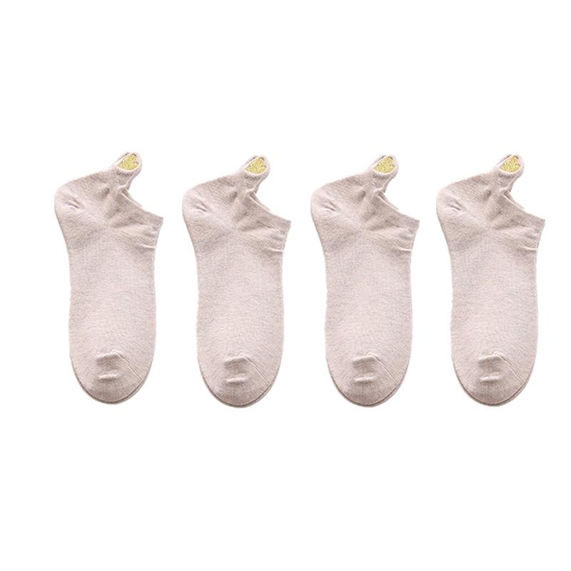 4 Paar Damen-Söckchen für Mädchen, Baumwolle, süßes Herz, lässig, lustig, Herbst