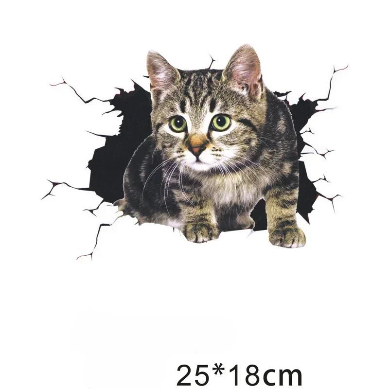 Car Stickers 3D Cartoon Cat Creative Cats and Dogs In the Cracks PVC Stickers Auto Car Decal Decals Car-styling Accessories
