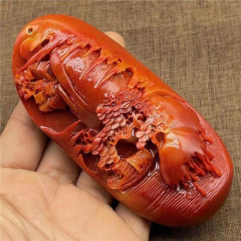 Chinese Antique Huanglong Jade Carving Pendant