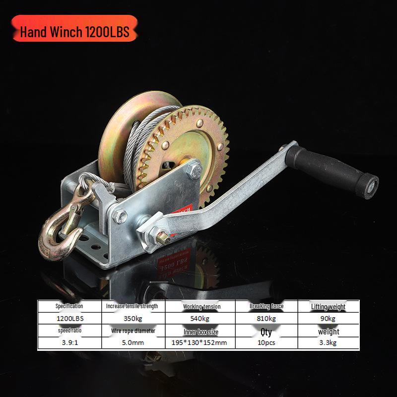 Vinciu manual bidirecțional autoblocant de 1200 lbs pentru ridicare și tracțiune casnică