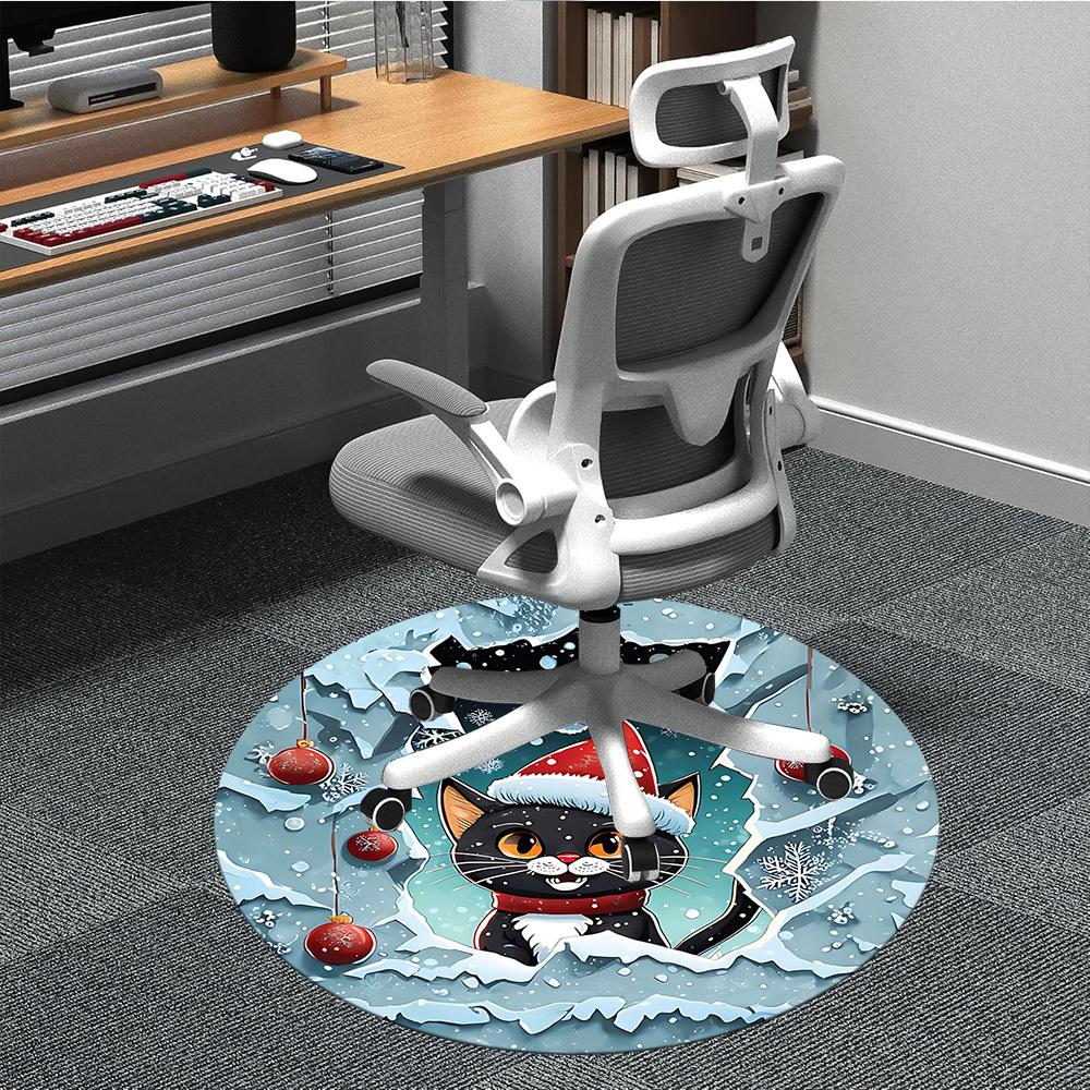 1pc Christmas Cat Chair Carpet for Office, Round Non Slip Durable Large Size Office Carpet, Suitable for Office