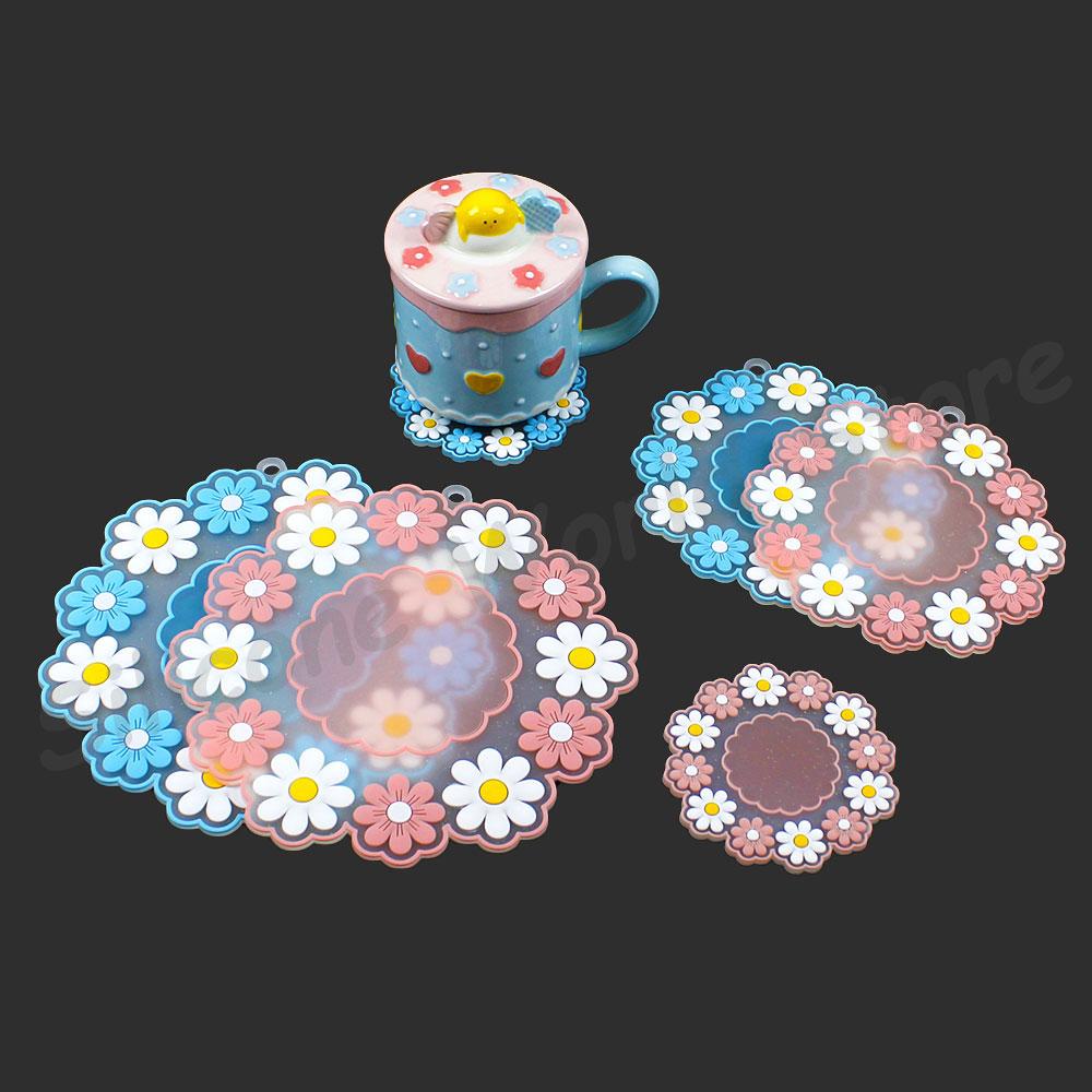 Silicone World 1 ks Podložky pod hrnky Sakura Daisy PVC Měkké podložky Podložka pod misku Podložka pod hrnec Podložka pod talíř Tepelná izolace Prostírání na jídelní stůl
