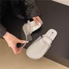 Flat-bottomed mesh fashion outer wear silver bag head half slippers women's shoes 2025 new summer soft-soled sandals