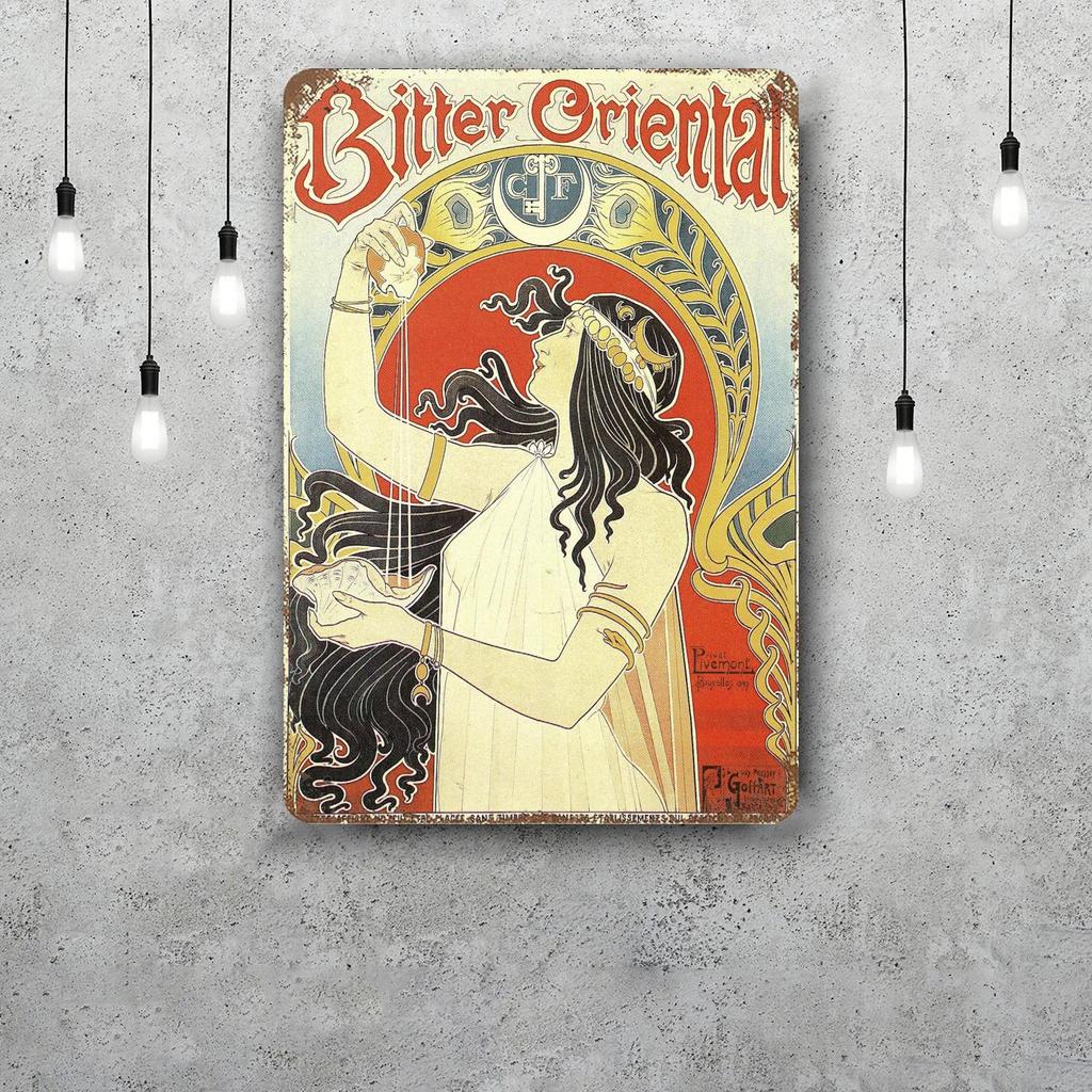 Art Nouveau Classic Poster Rusty Metal Plaque Retro Decorative Plate Bar Man Cave Garage Club Metal Sign Wall Decoration