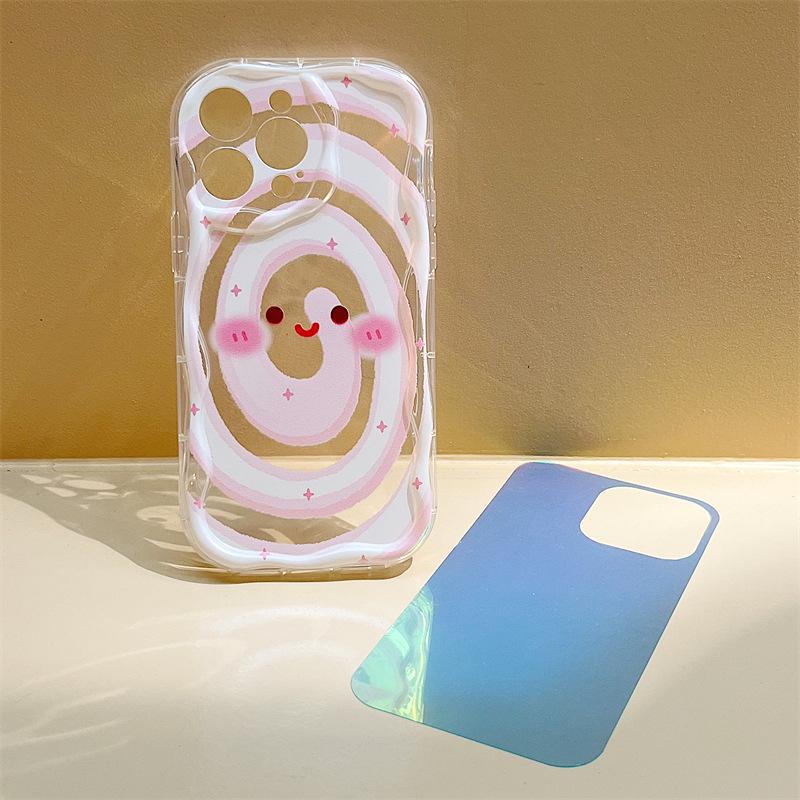 Zhitai Soft Shell iPhone Case: All-Inclusive Design with Cream Pattern, Bracelet for iPhone 14/15, Compatible with XS, 13, and 78.