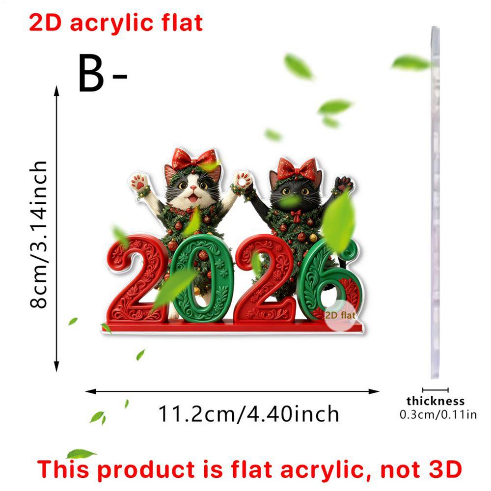 Christmas Tree Decorations pendant 2D flat acrylic Cute Cat 2026 Pendants Animal Car Interior Rearview Charm Home Ornaments