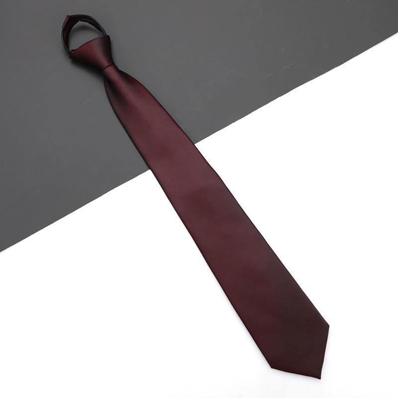 Men'S And Women'S Red Zip-Up Tie Groom Business Dress Wedding Korean Version Lazy No Striped Tie