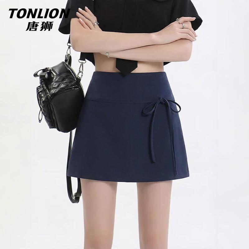 

TonLion Women s High-Waist A-Line Short Skirt L