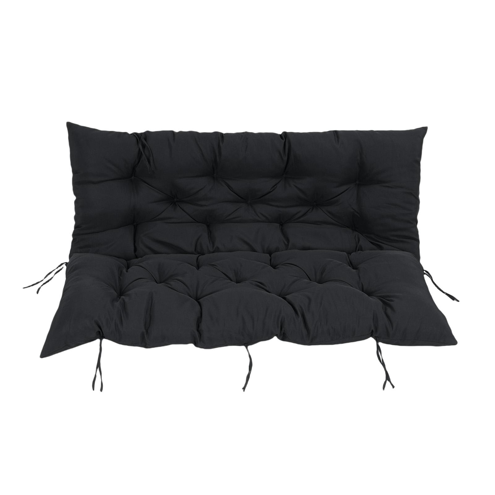 Подушка для качелей на открытом воздухе из полиэстера полипропилена хлопка брызгозащищенная сменная подушка для сиденья крыльца с ремнями чёрный 4909₽