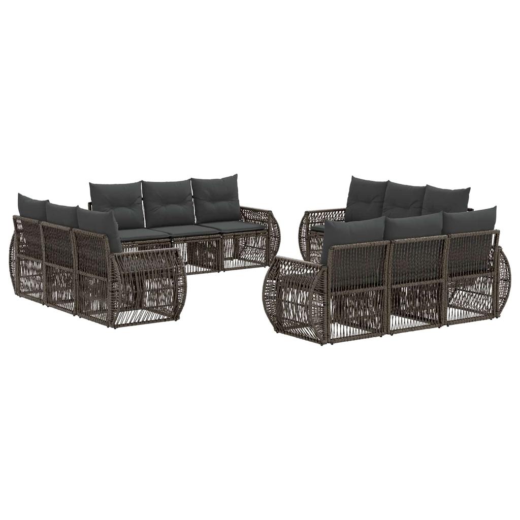 Garden Sofa Set 12 Pcs Grey and Dark Grey Poly Rattan