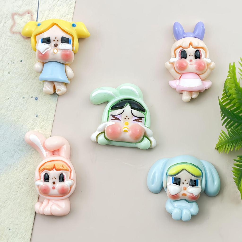 Crying Cartoon Girl Resin Accessories: Handmade Hair Clip, Shoe Buckle, Fridge Magnet, Cup Sticker, Phone Case Decor