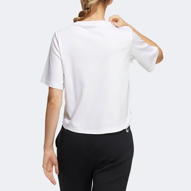 Adidas T Shirts Women's White Crew Neck Moderate HE9983