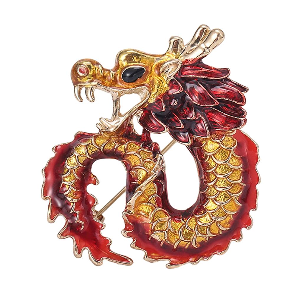 Broșă Creative Twelve Zodiac în formă de dragon - Aspect viu, Insigna pentru haină cu rever pentru costum pentru bărbați, Accesorii pentru îmbrăcăminte