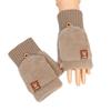 Open finger can be flipped half finger white plush gloves female autumn and winter thickened warm student writing riding