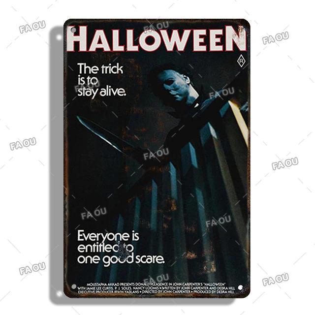 Halloween Movie Decorative Plaque Tin Metal Retro Sign Cinema Cafe Bar Decoration Poster Board Modern Home Wall Decor Aesthetic