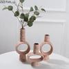 Creative Hollow Ceramic Vase Desk Decoration Flowers Arrangement Artificial Flower Decorative Floral Vases Room Aesthetic Decor